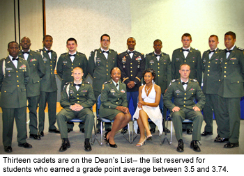 Military Science Department announces cadets on Dean's List and other award winners