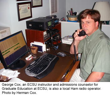 ECSU Instructor George Cox is a Ham radio operator after hours