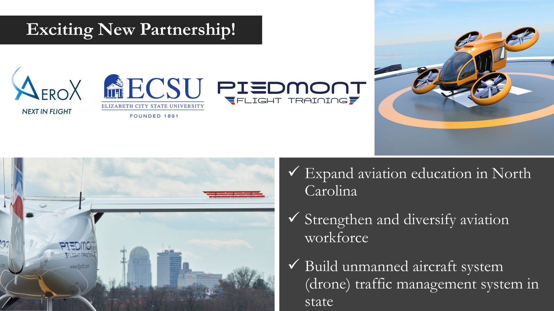 ECSU, Aerox & Piedmont Flight Training Join Forces