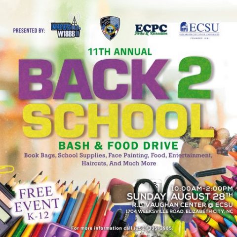 Back 2 School Bash and Food Drive poster